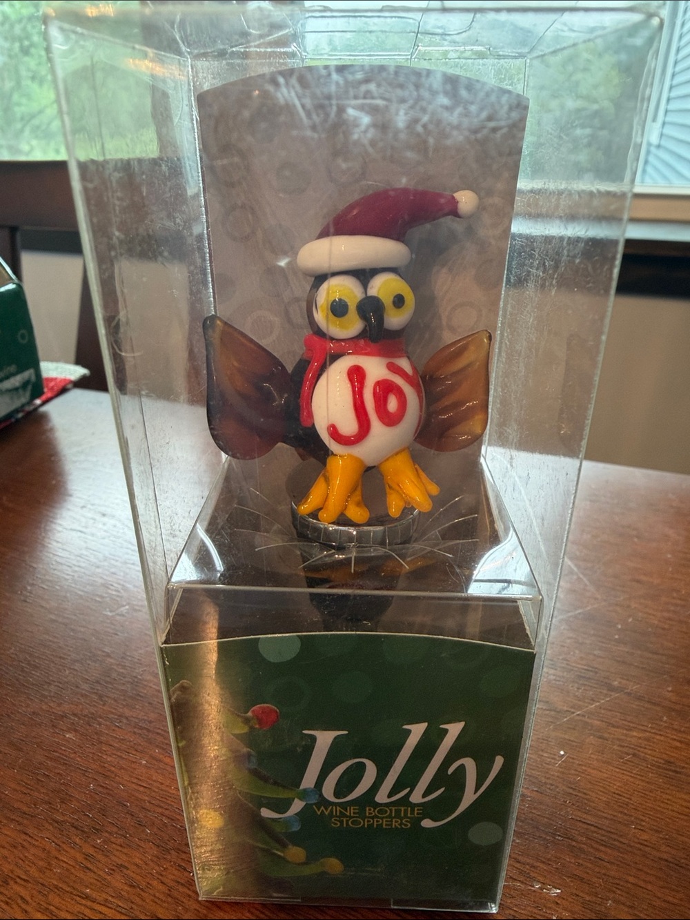 Holiday Owl Wine Bottle Stopper - Red & White